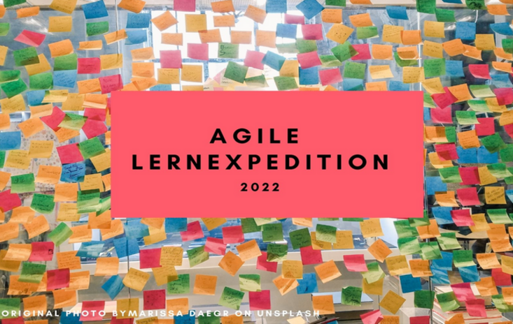 Illustration mit Aufschrift "Agile Lernexpedition 2022"